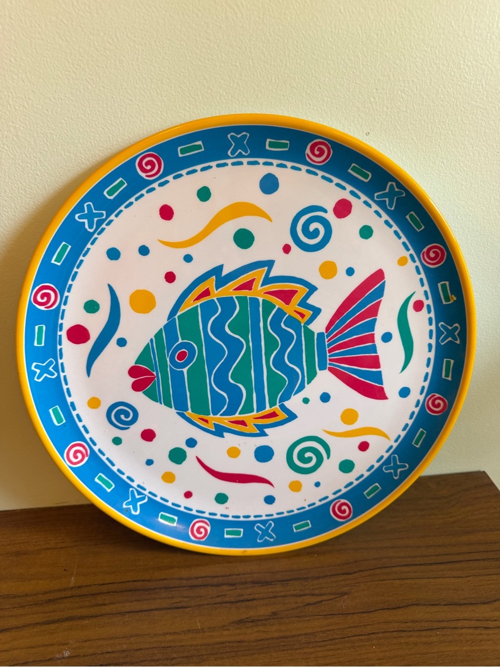 Summer Oasis Melamine Fish Pattern Platter Plate 14 inches